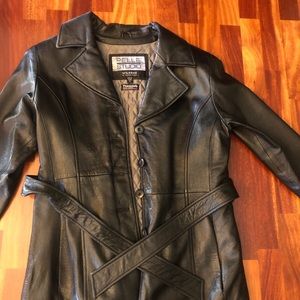 Women’s leather coat.